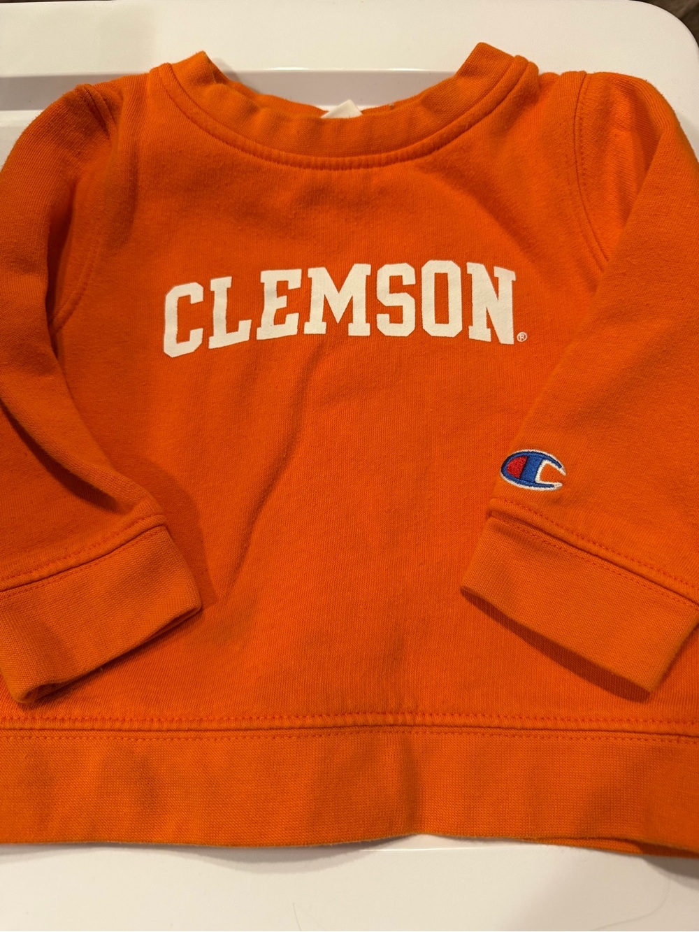 Champion Orange Sweatshirt with White Clemson Logo